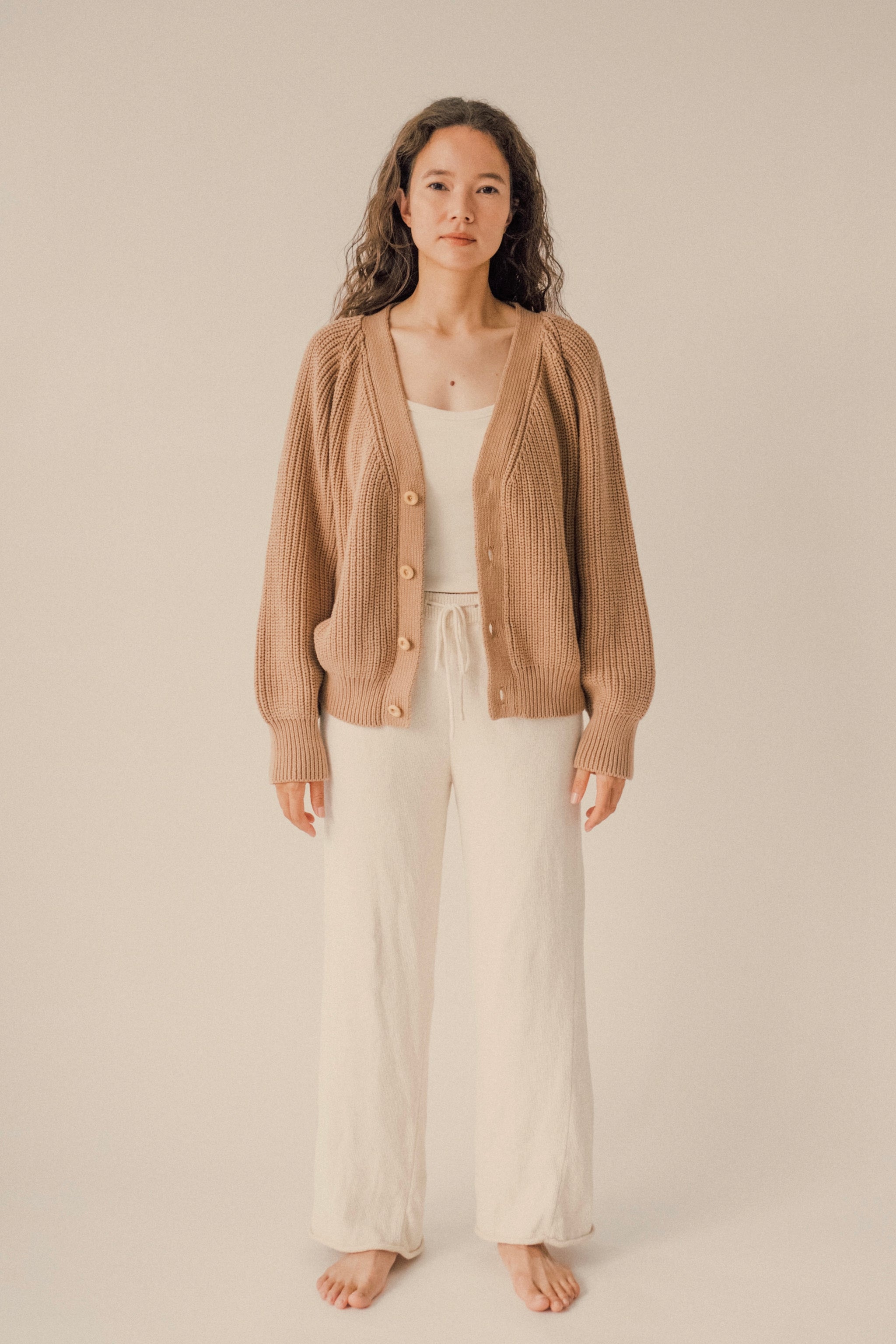 Organic cotton cardigan(toffee) – seed and soil