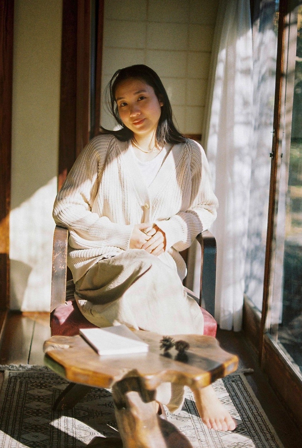 Organic cotton cardigan(oat) – seed and soil