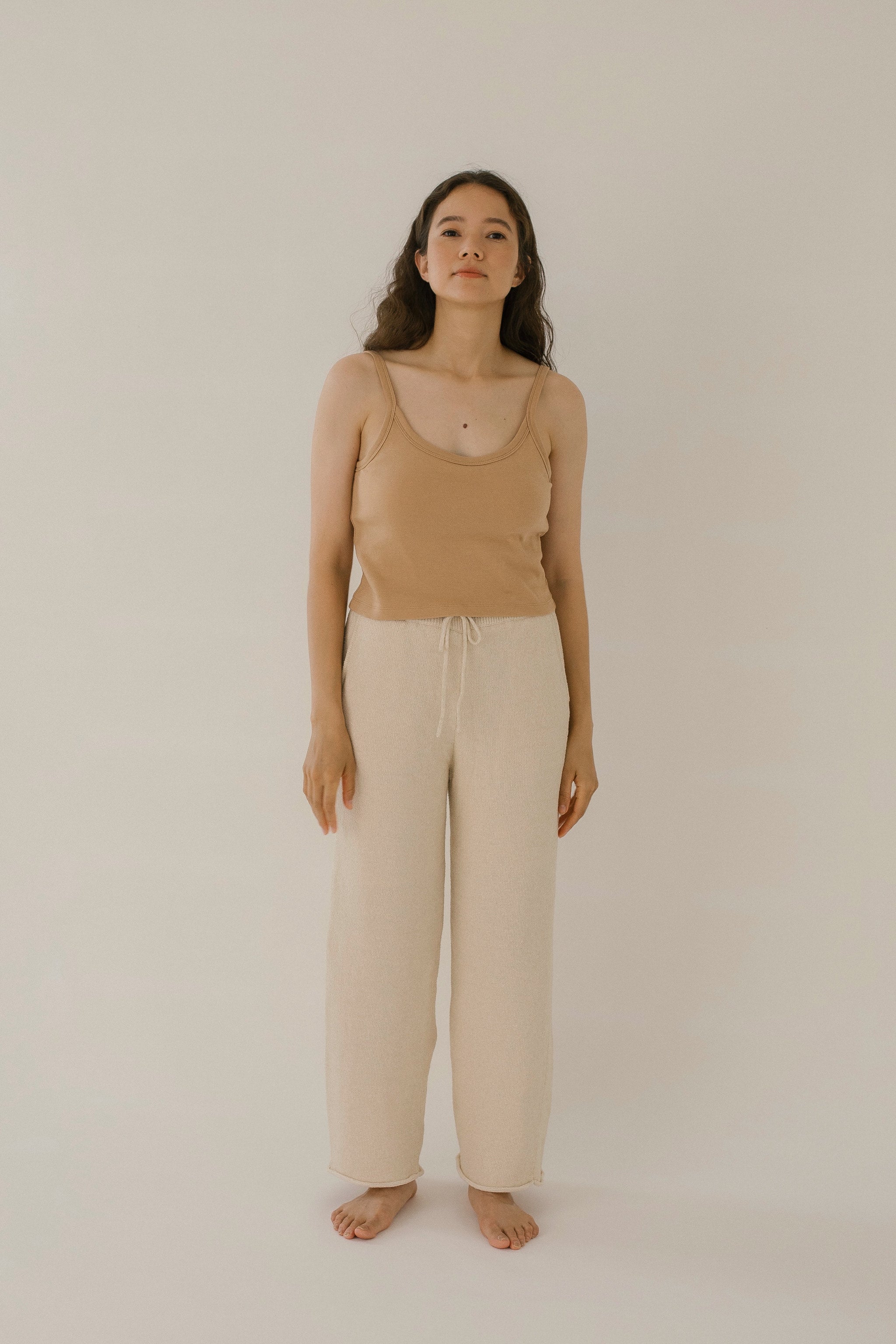 seed and soil トップス　オーガニックコットン　ラップトップス Organic cotton tank (tan) – seed and soil