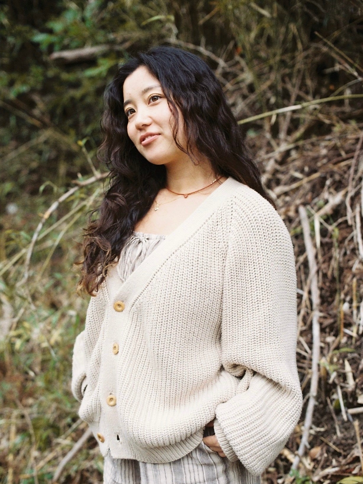 Organic cotton cardigan(oat) – seed and soil