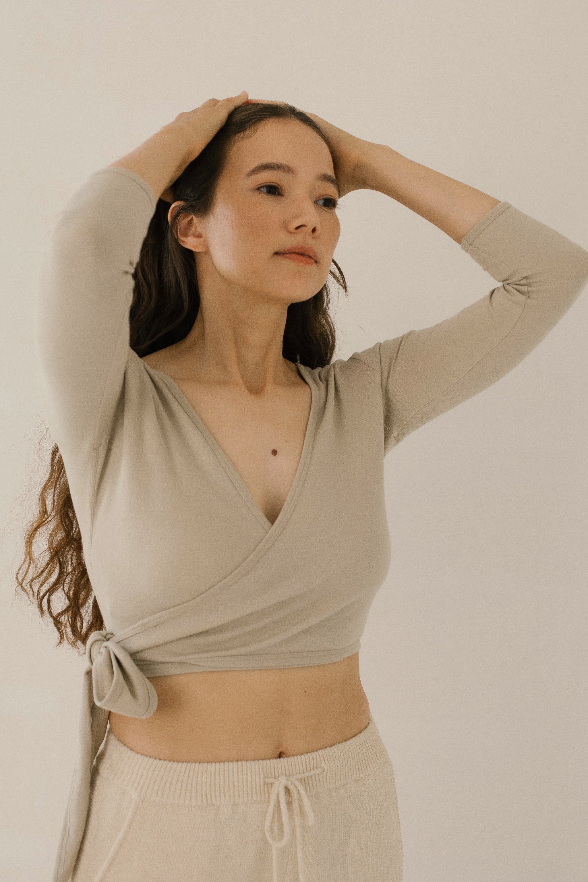 seed and soil トップス　オーガニックコットン　ラップトップス seed and soil Organic cotton wrap top