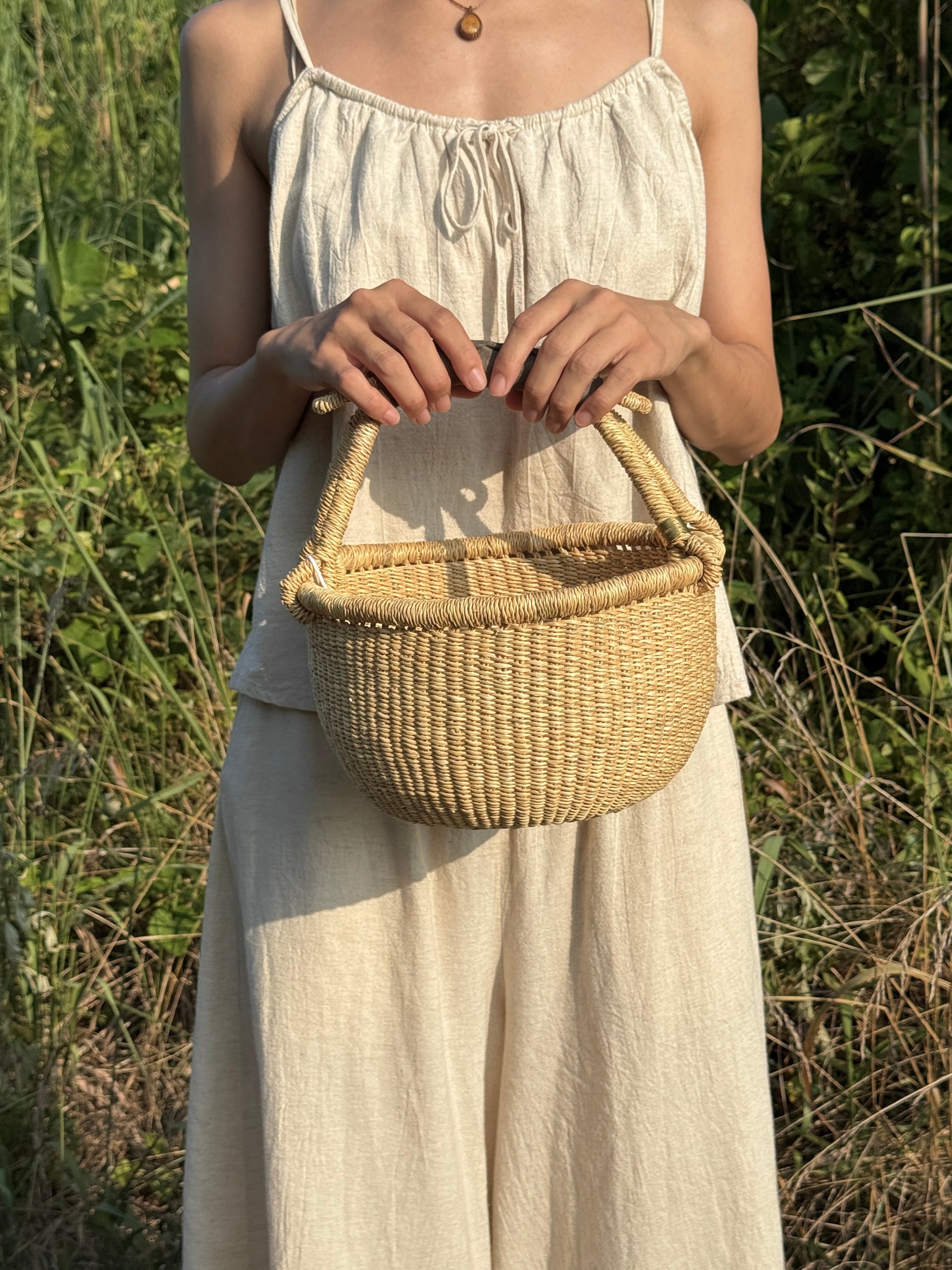 Bolga basket / D (丸型Sサイズ) – seed and soil