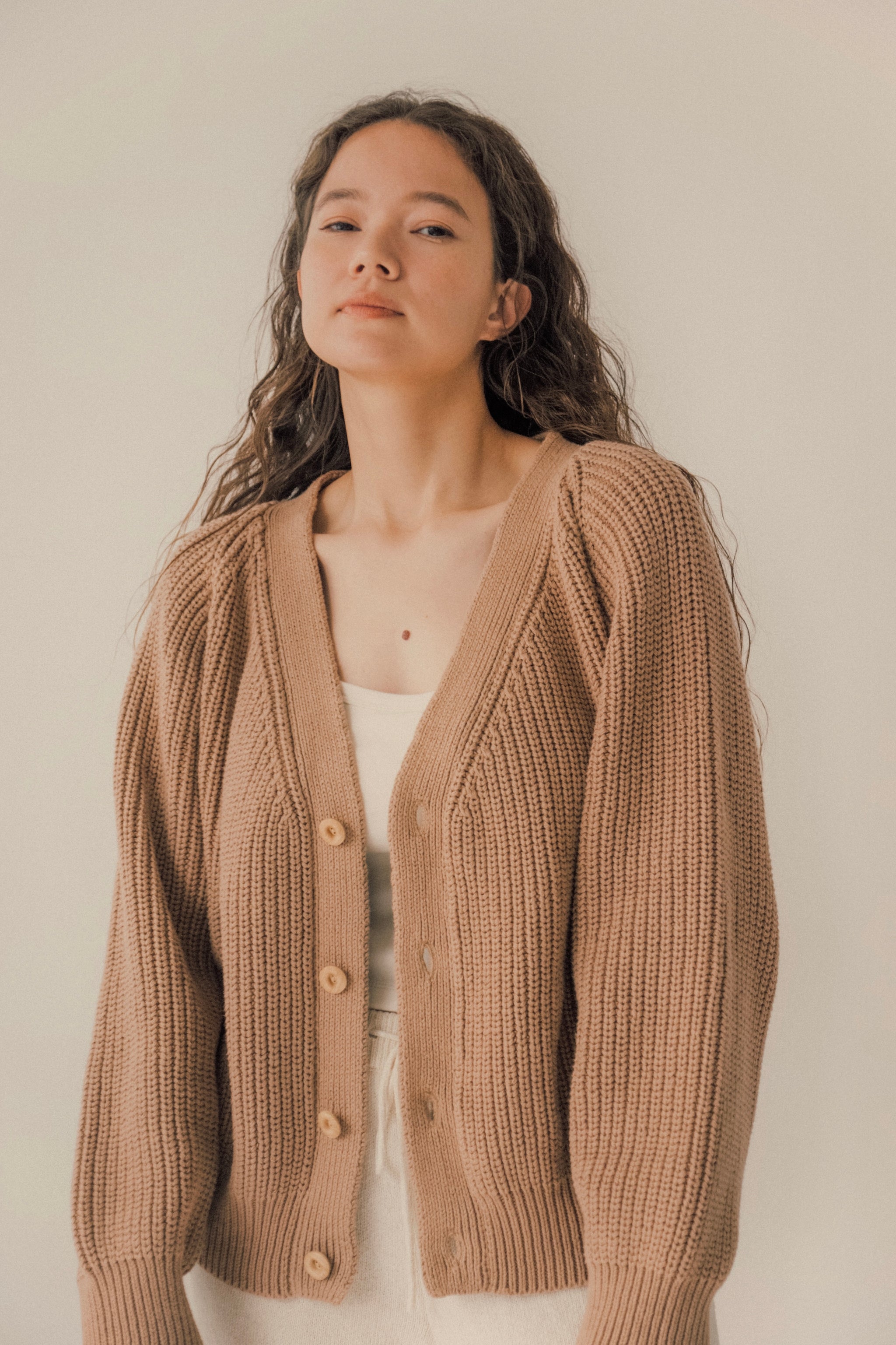 Organic cotton cardigan(toffee) – seed and soil