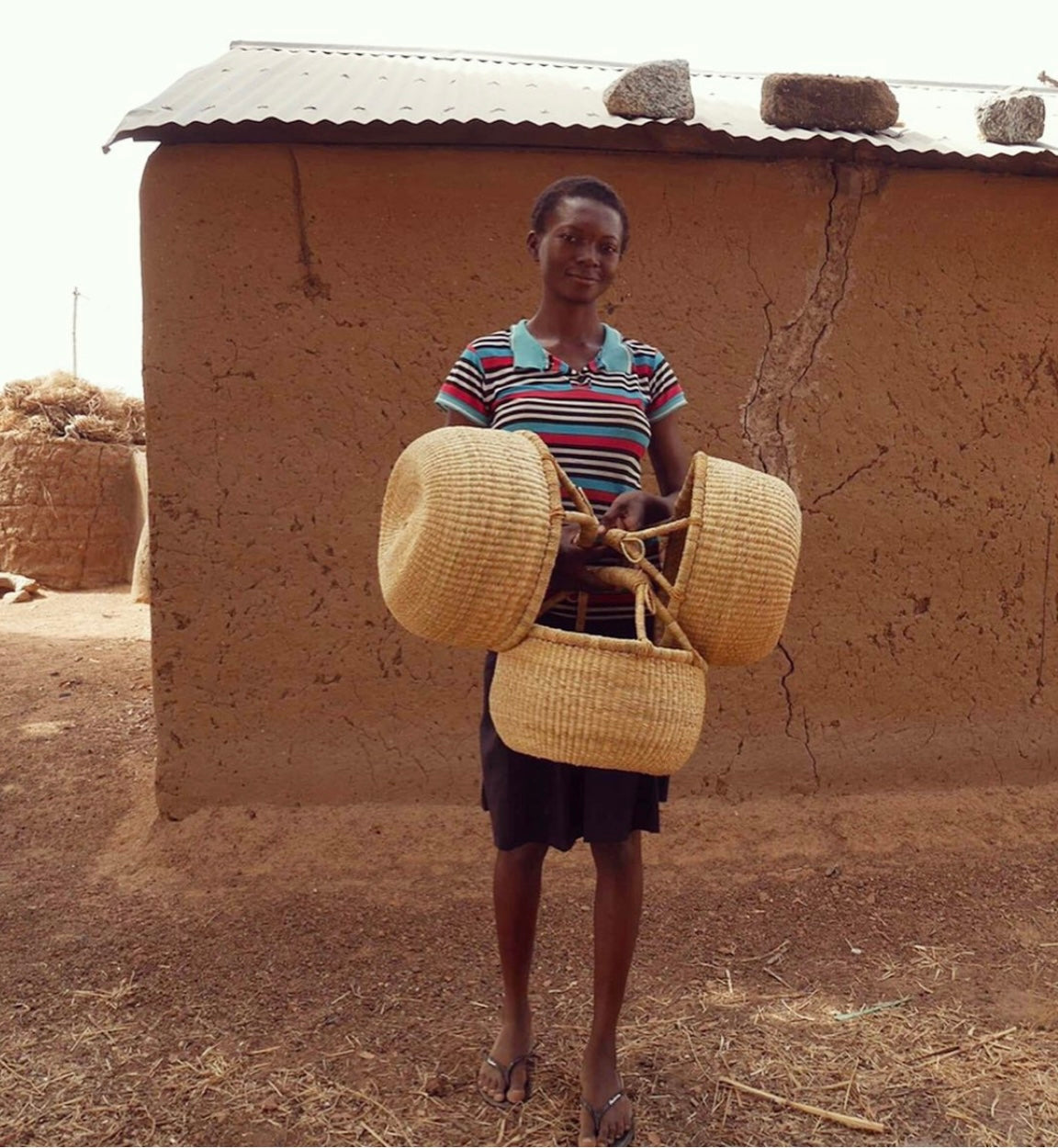 Bolga basket / D (丸型Sサイズ) – seed and soil